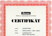 Certifikát Ravak