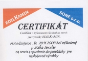 Certifikát pro výrobky Edilkamin